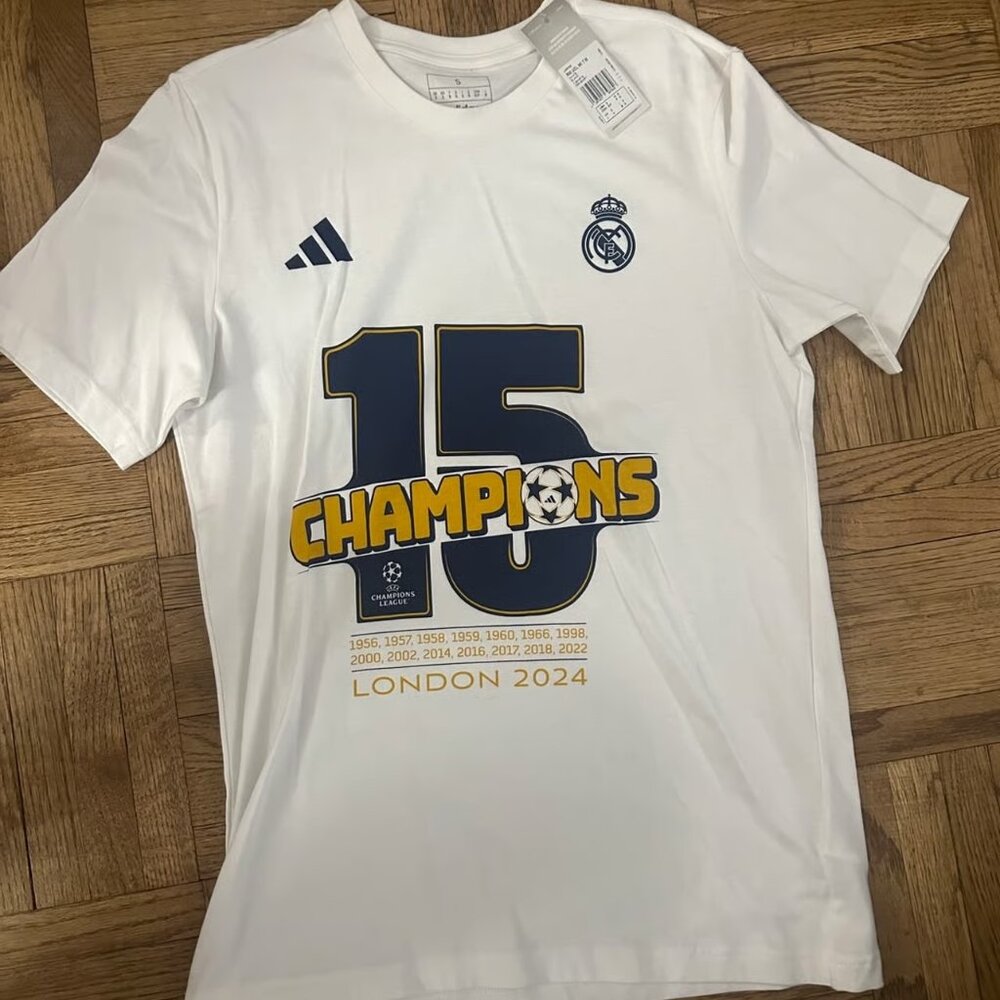 Real Madrid Champions League 2024 CHAMPIONS adidas shirt size small